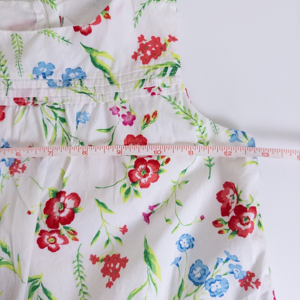 Janie and Jack Floral Eyelet Top Girls 6 White Red Blue Scalloped Hem - Picture 9 of 9